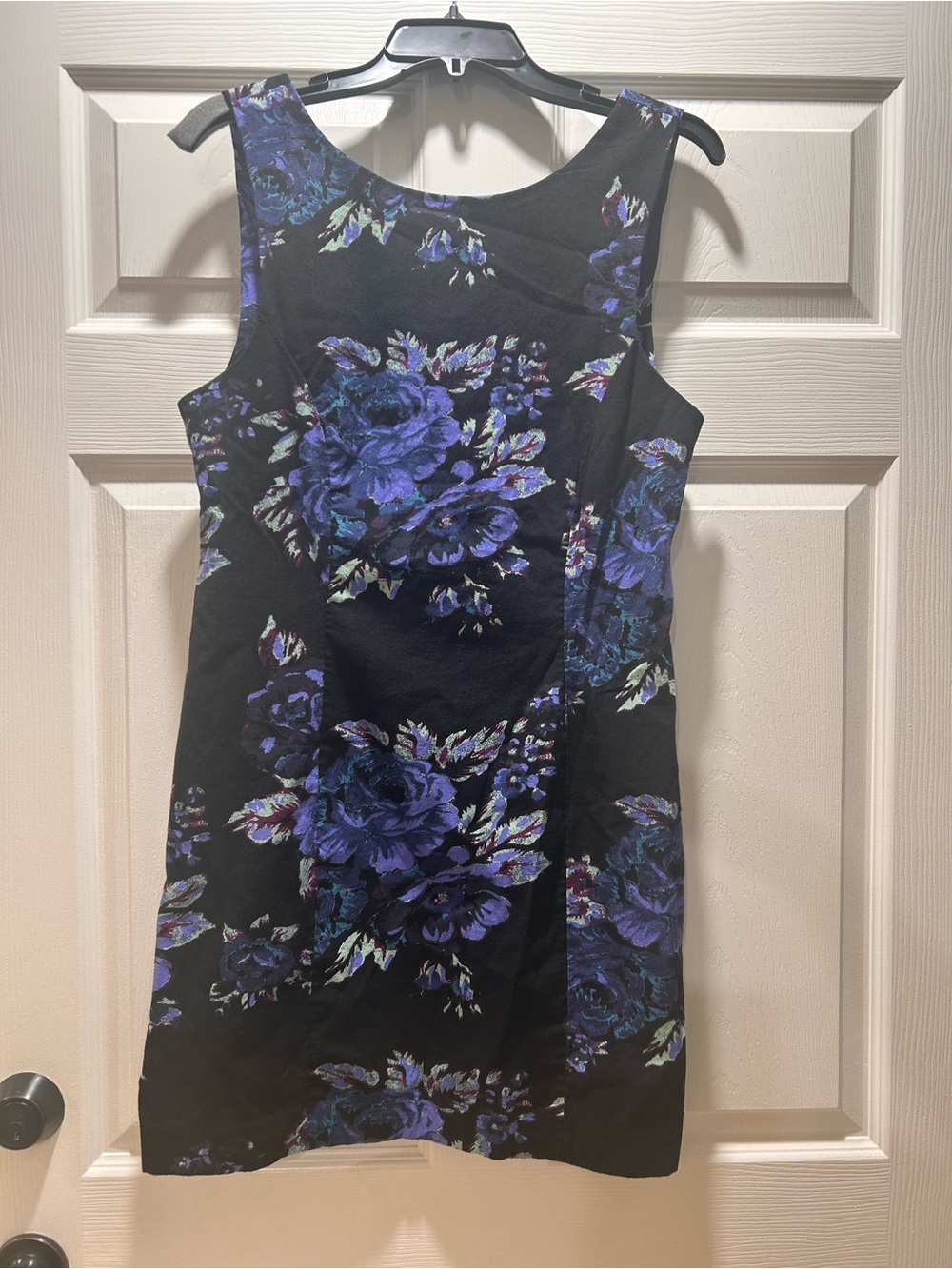 Free People Black Midi Dress with Purple Floral Print